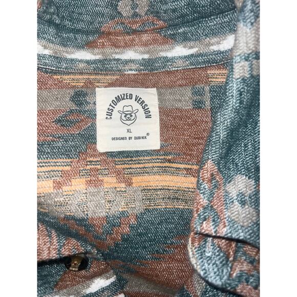 Mens Large Western Aztec button down 100%cotton - Picture 4 of 7